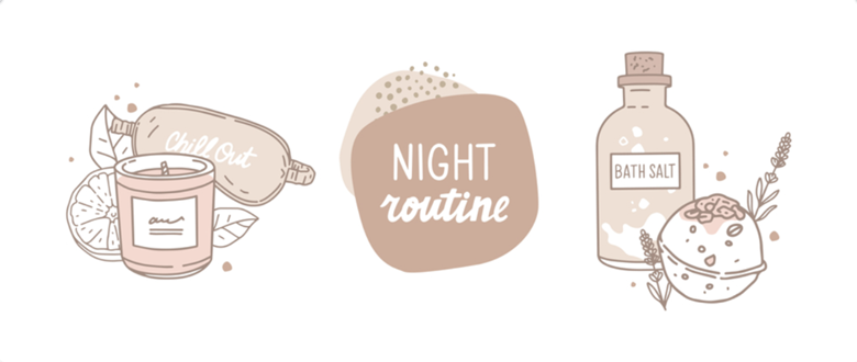 night time essentials graphic for the manzanilla sophia blog