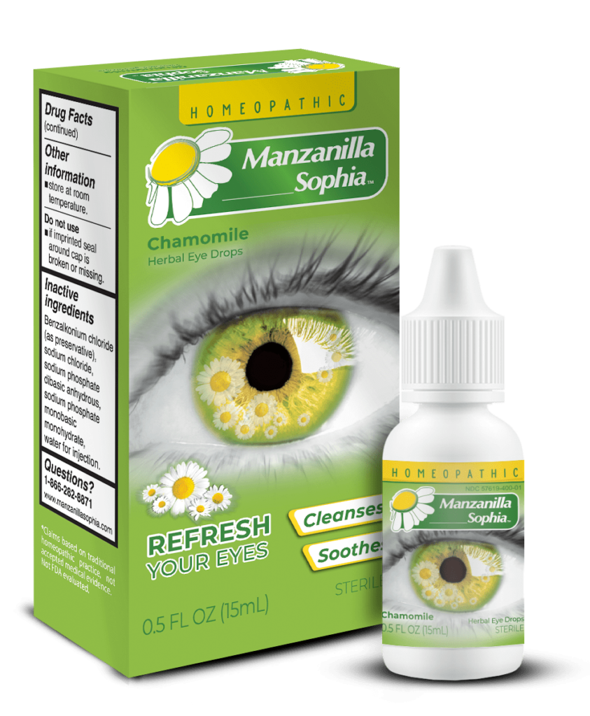 Usa manzanilla sophia chamomile eye drops packaging for the website