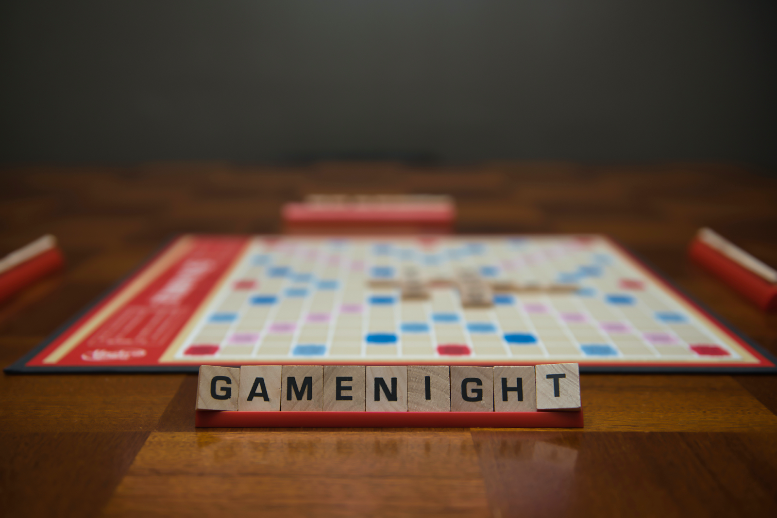 A picture of a board game spelling out gamenight for the manzanilla sophia blog