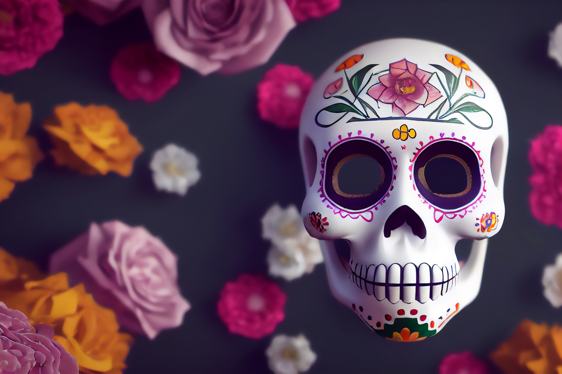 A day of the dead calavera skull for the Manzanilla Sophia blog about Mexican Culture